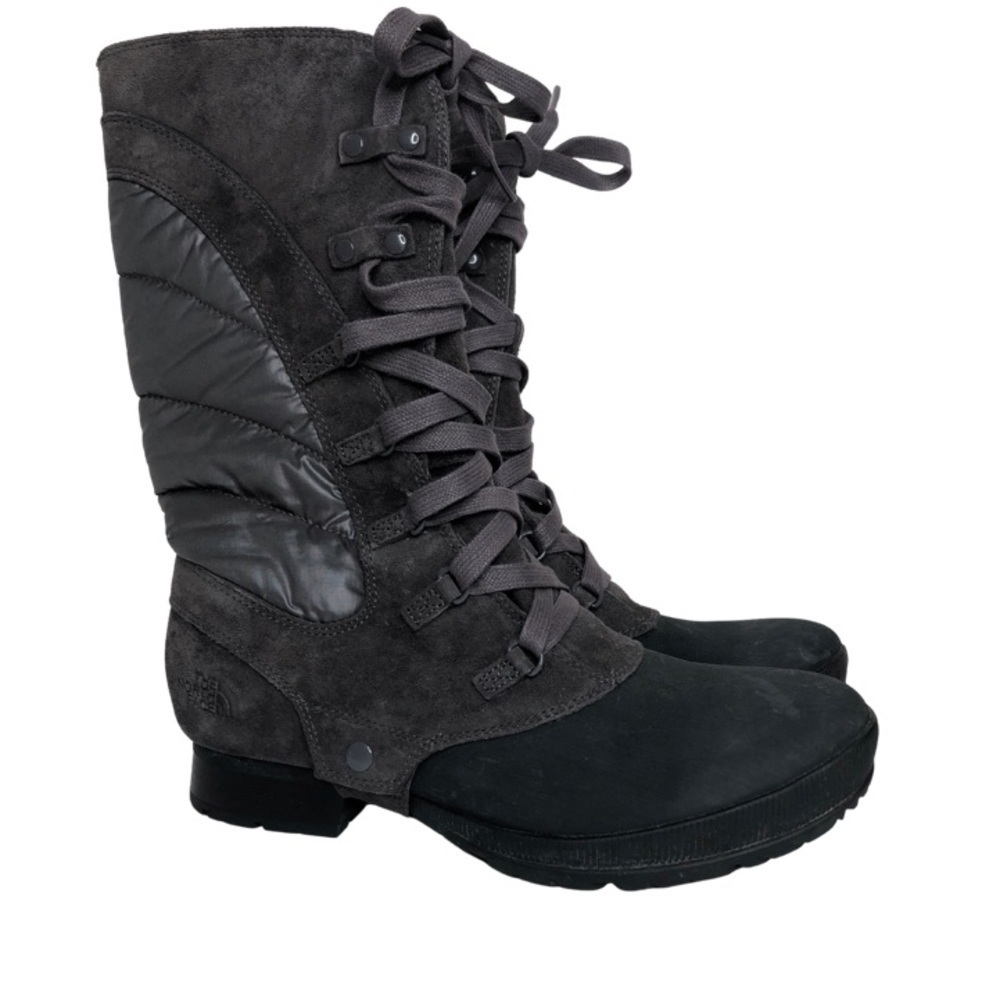 The North Face Women's Black and Dark Gray Lace-Up Winter Rain Boots